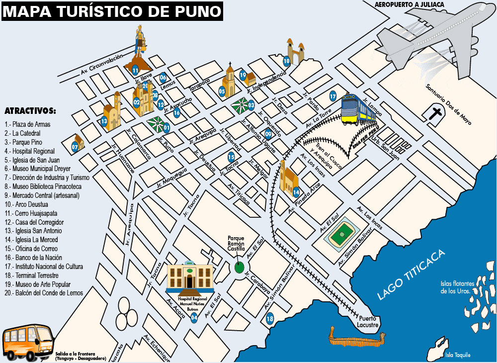 Mapa turistico de Puno